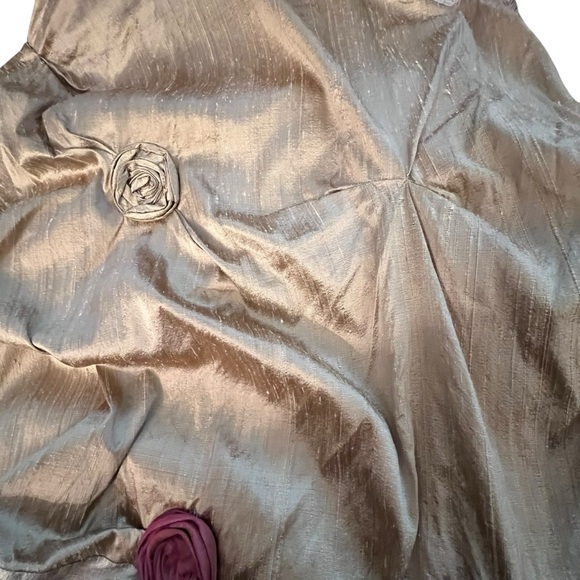 Lee Andersen Vampiress Skirt XL Taupe Gold Dupioni Silk Roses Wedding Formal - Picture 7 of 15